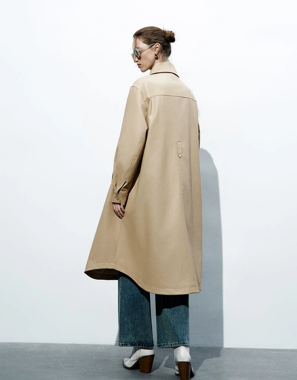 Vegan Leather Straight Coat sold by Urban Revivo product image thumbnail 4