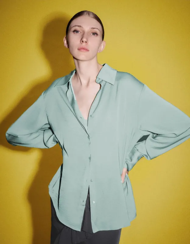 Button Up Stand Collar Shirt sold by Urban Revivo