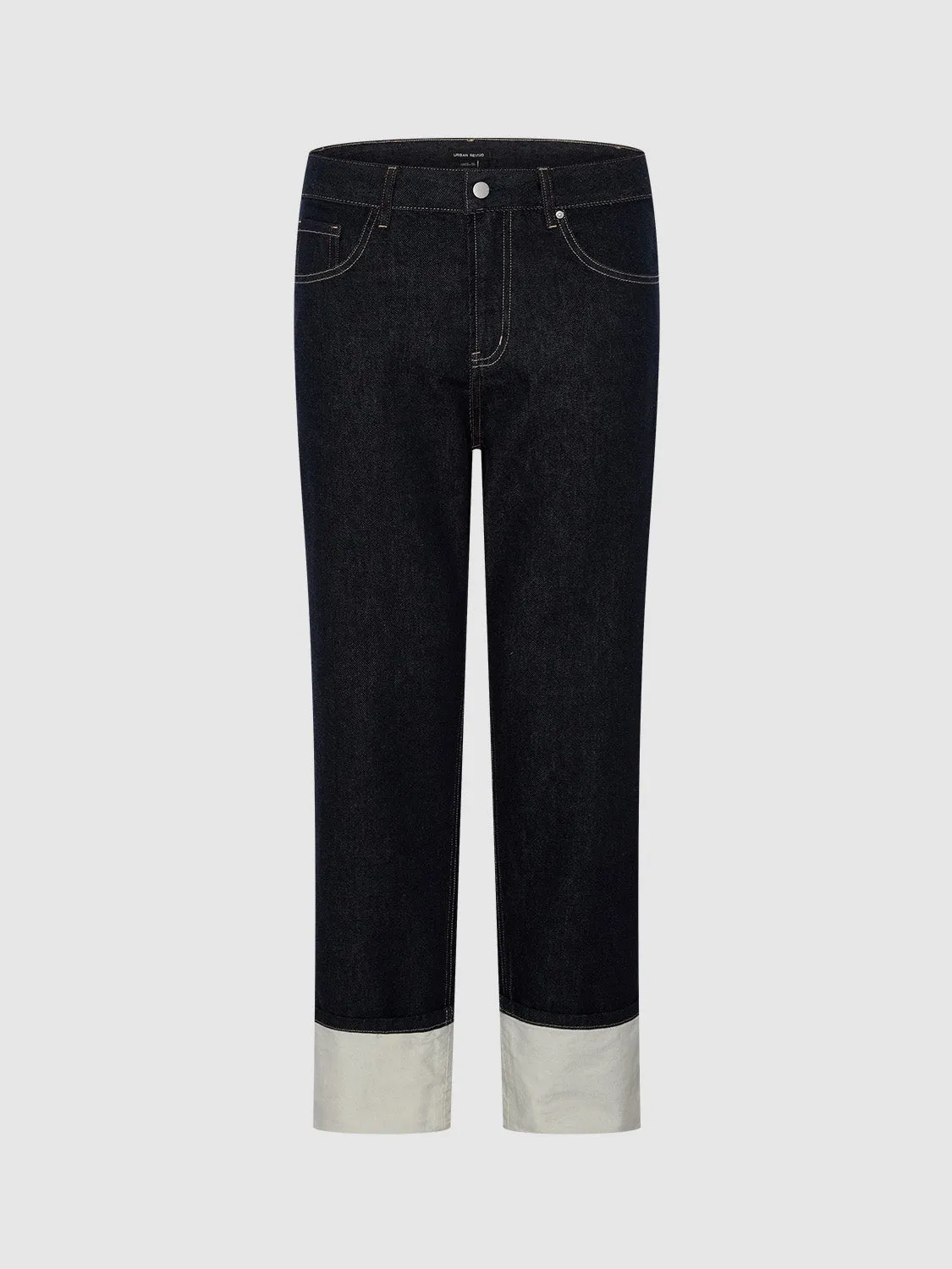 Rolled Up Hem Straight Jeans sold by Urban Revivo