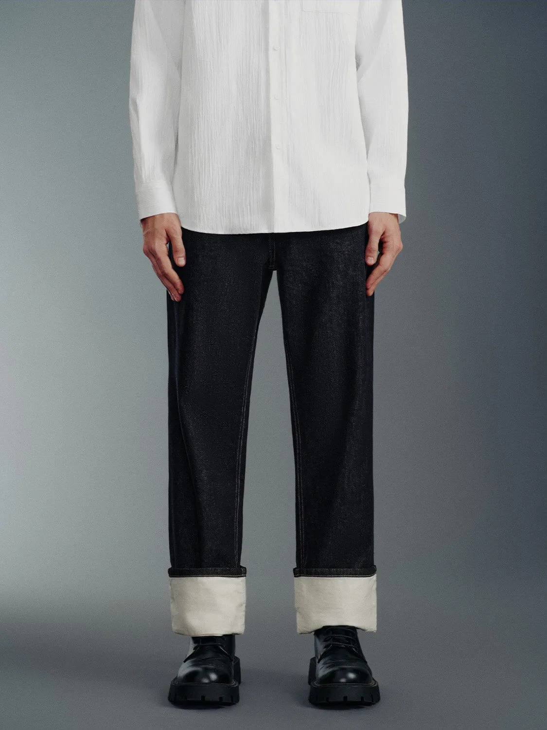 Rolled Up Hem Straight Jeans sold by Urban Revivo product image thumbnail 2