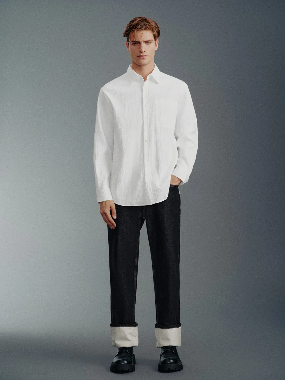 Rolled Up Hem Straight Jeans sold by Urban Revivo product image thumbnail 5