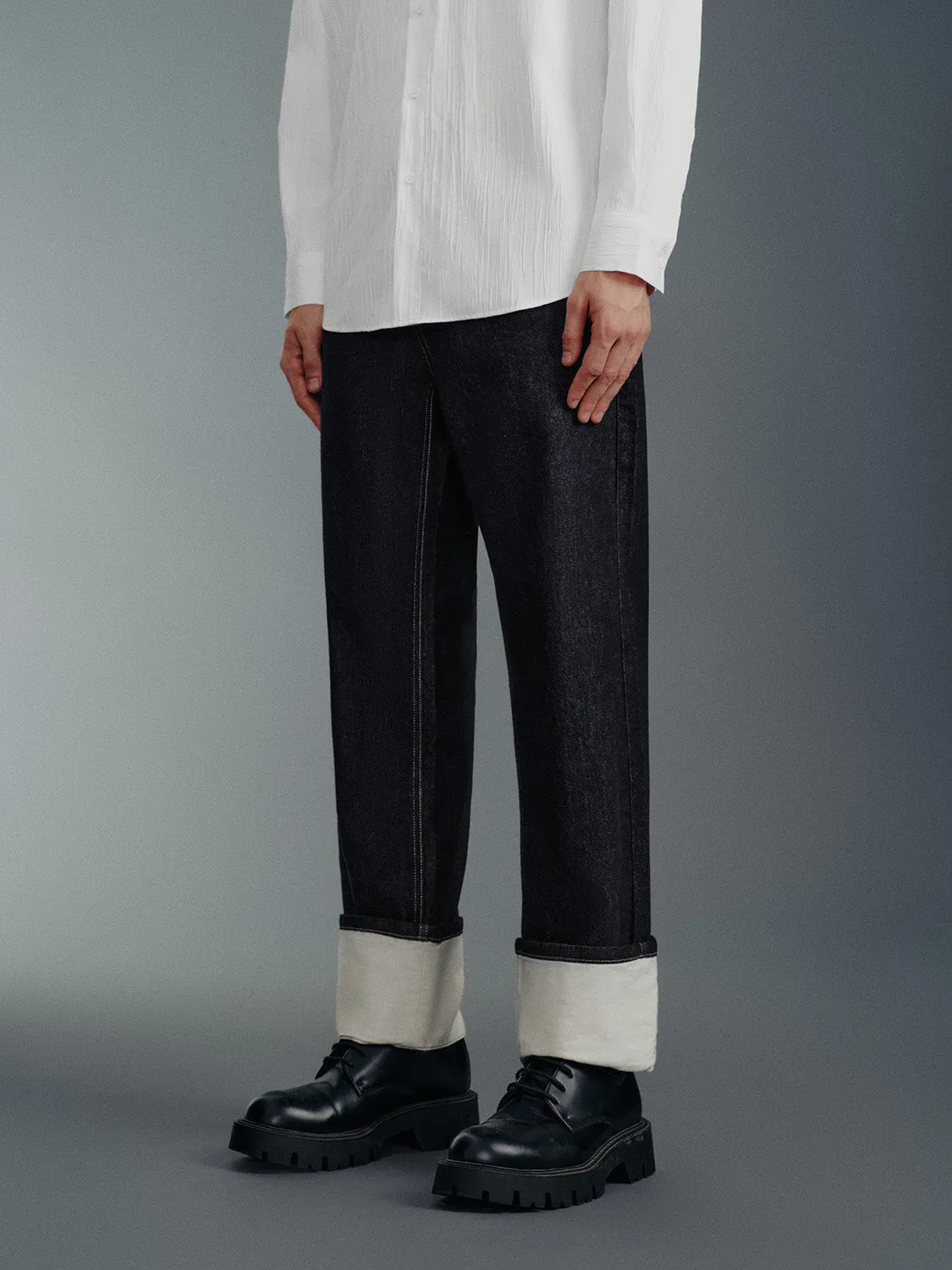 Rolled Up Hem Straight Jeans sold by Urban Revivo product image thumbnail 3