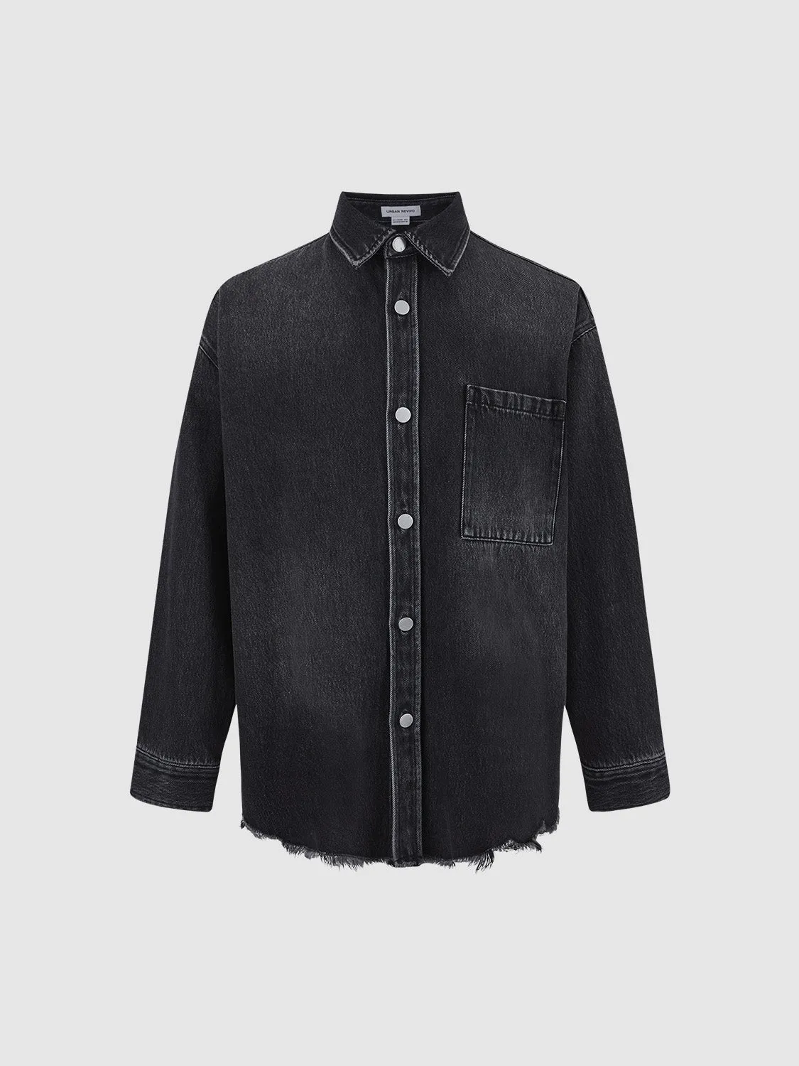 Raw Hem Oversized Denim Shirt sold by Urban Revivo product image thumbnail 3