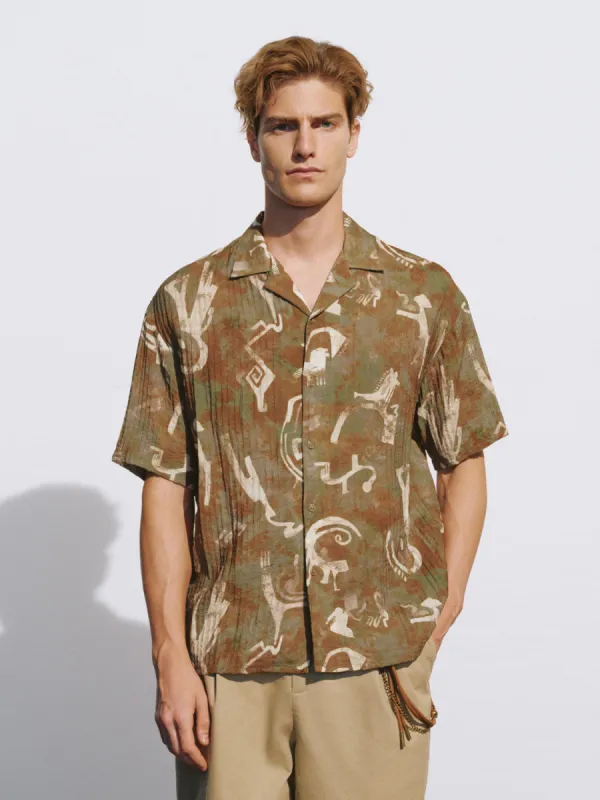 Printed Button Up Loose Shirt sold by Urban Revivo