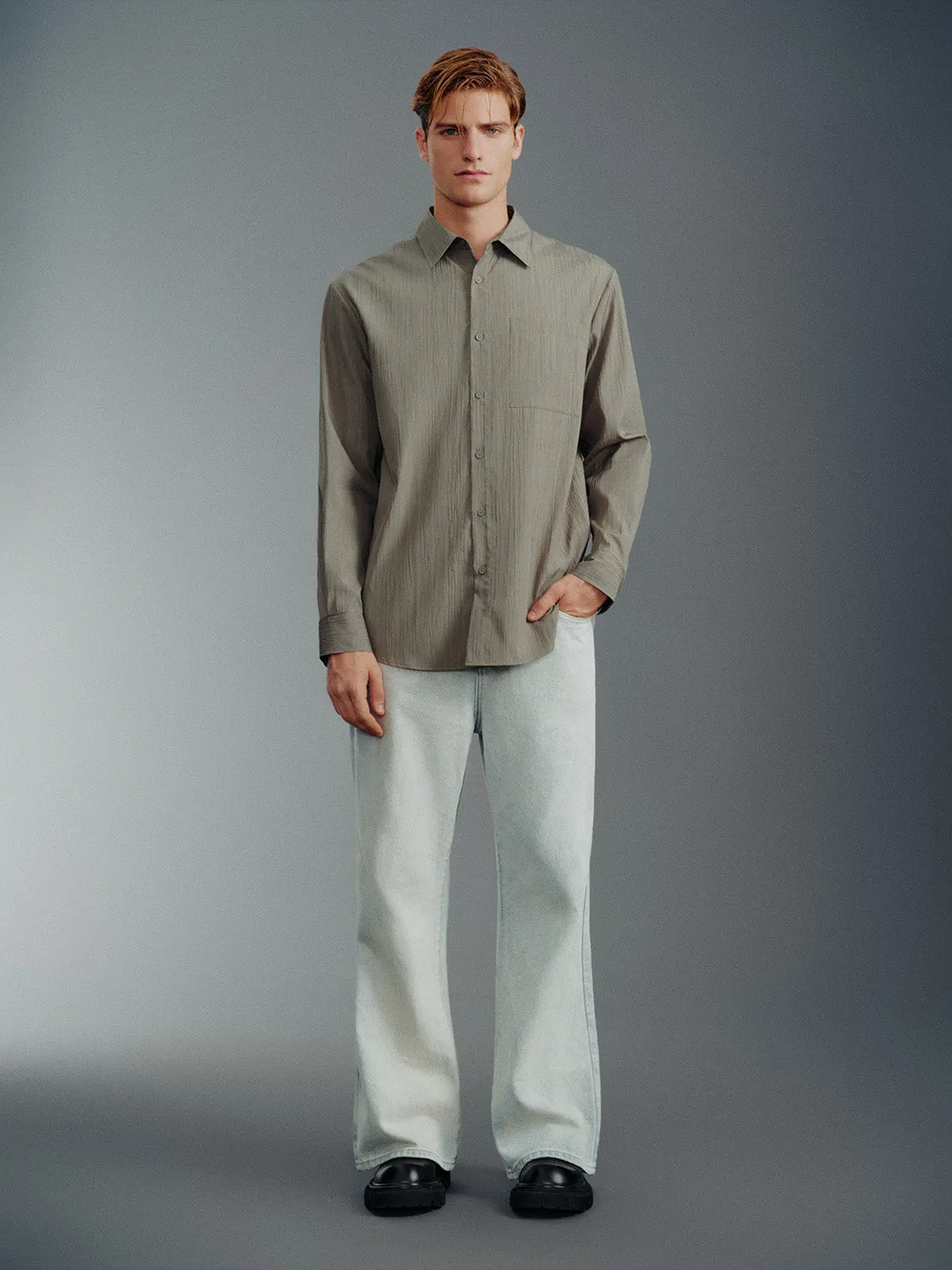 Textured Button Up Loose Shirt sold by Urban Revivo product image thumbnail 5