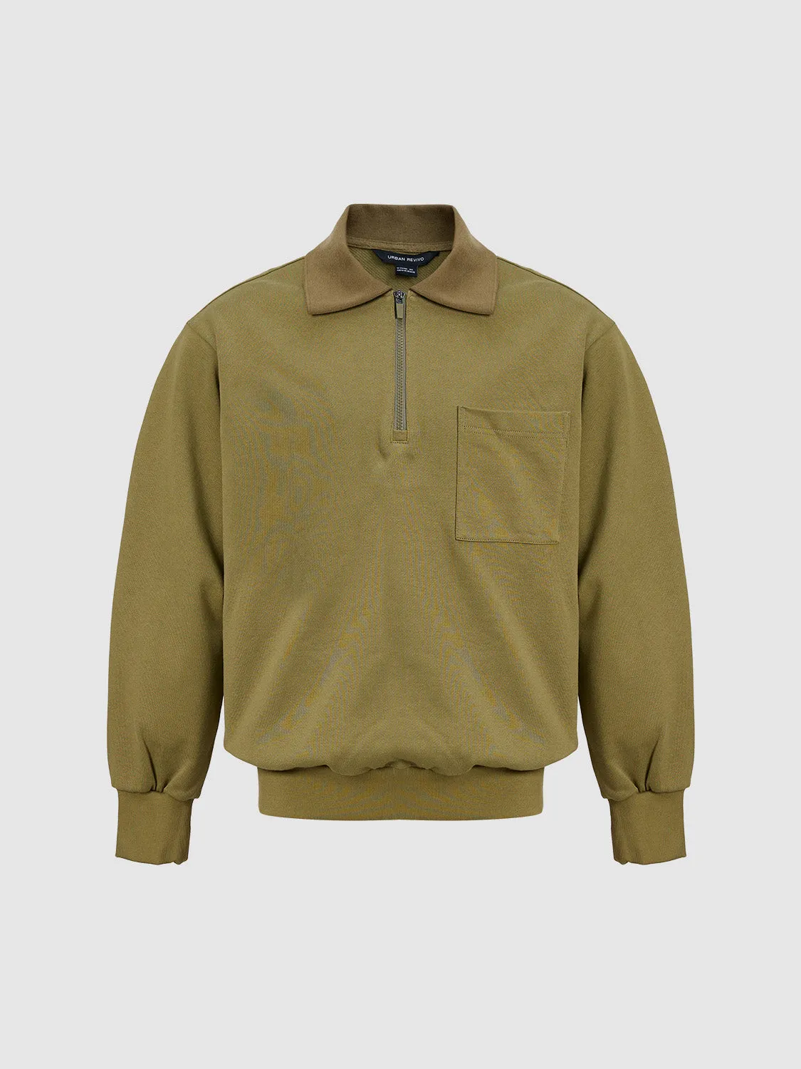 Zip Half Placket Loose Polo Shirt sold by Urban Revivo product image thumbnail 3