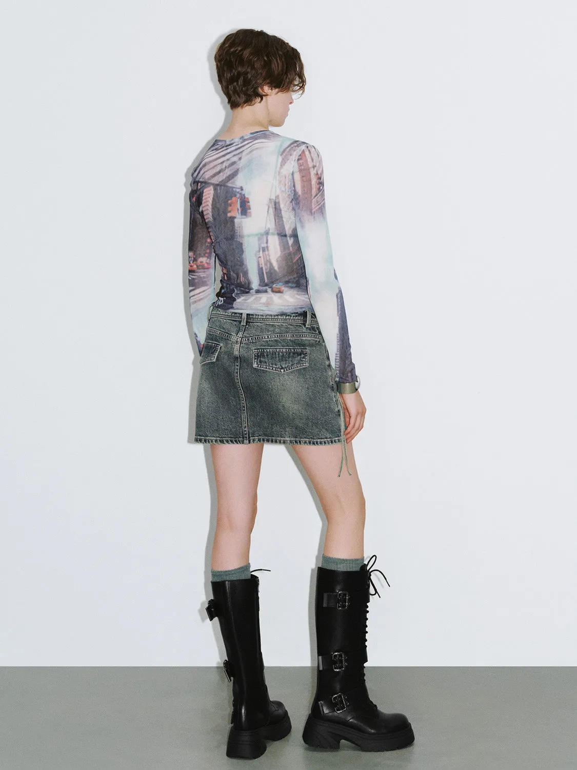 Printed Crew Neck Skinny T-Shirt sold by Urban Revivo product image thumbnail 4