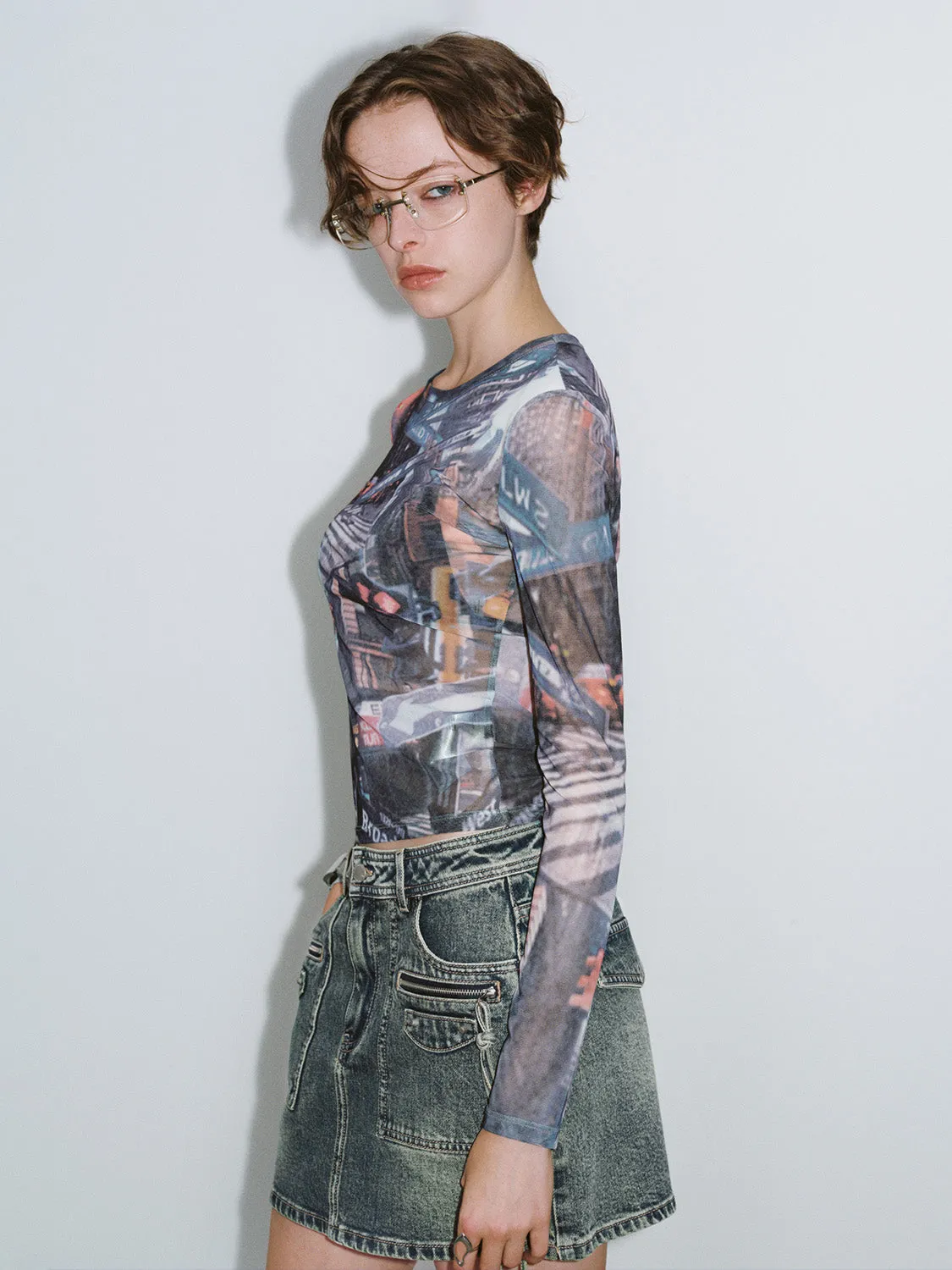 Printed Crew Neck Skinny T-Shirt sold by Urban Revivo product image thumbnail 3