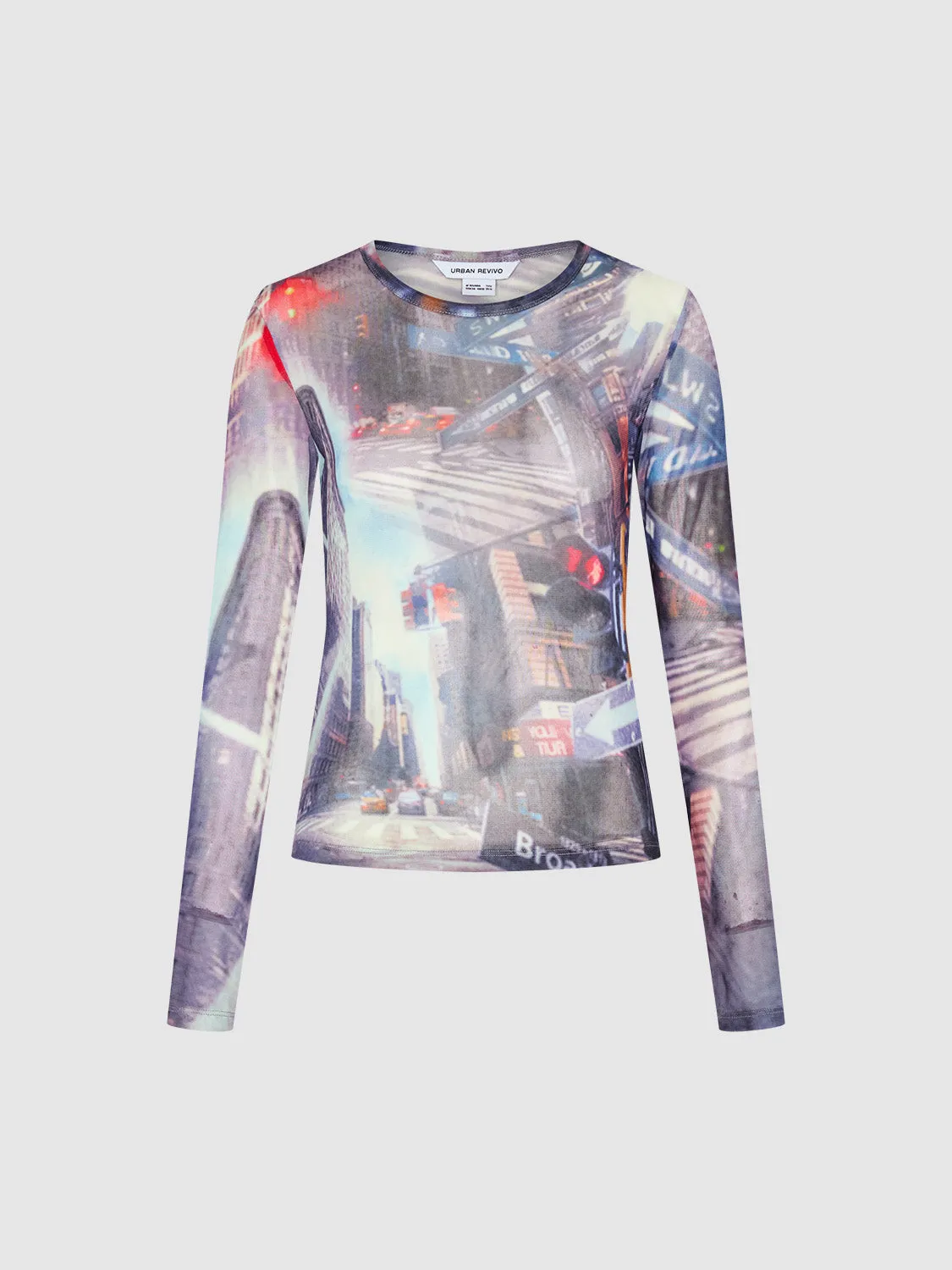 Printed Crew Neck Skinny T-Shirt sold by Urban Revivo product image thumbnail 2