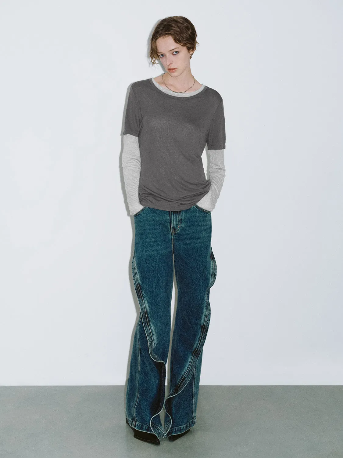 2 In 1 Crew Neck Straight T-Shirt sold by Urban Revivo product image thumbnail 5