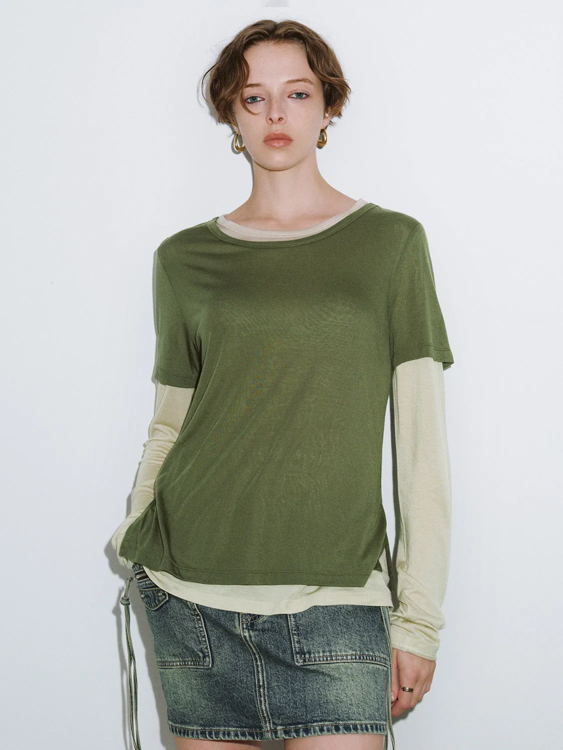 2 In 1 Crew Neck Straight T-Shirt sold by Urban Revivo