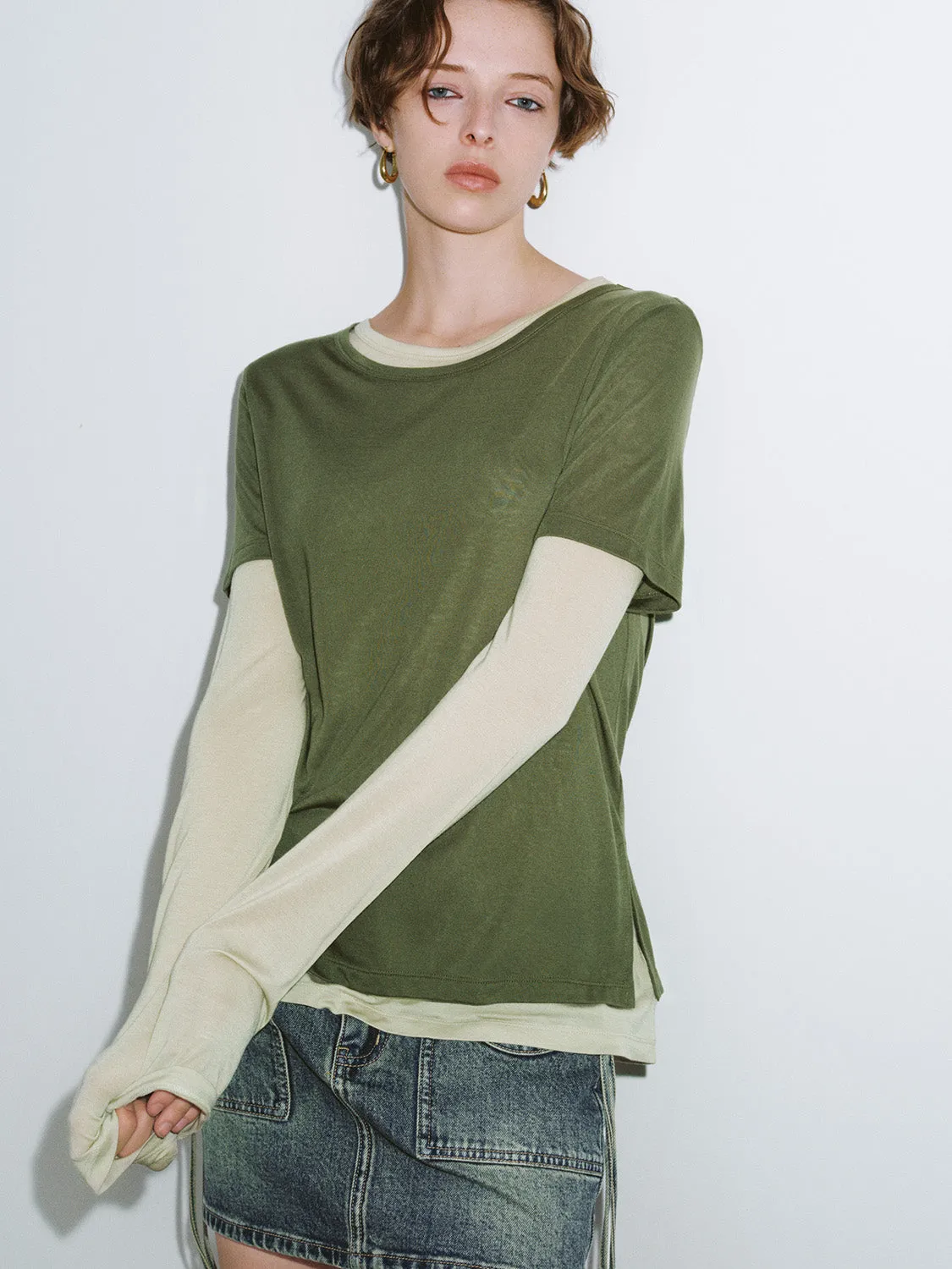 2 In 1 Crew Neck Straight T-Shirt sold by Urban Revivo product image thumbnail 3