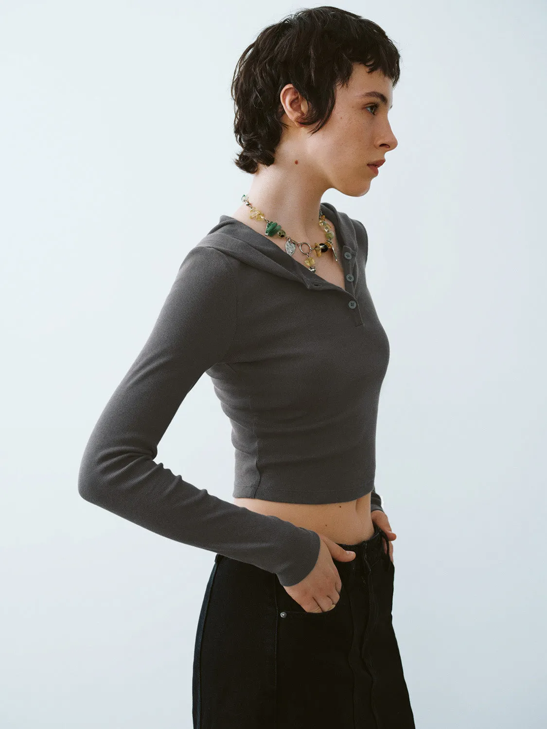 Hooded Skinny T-Shirt sold by Urban Revivo product image thumbnail 3