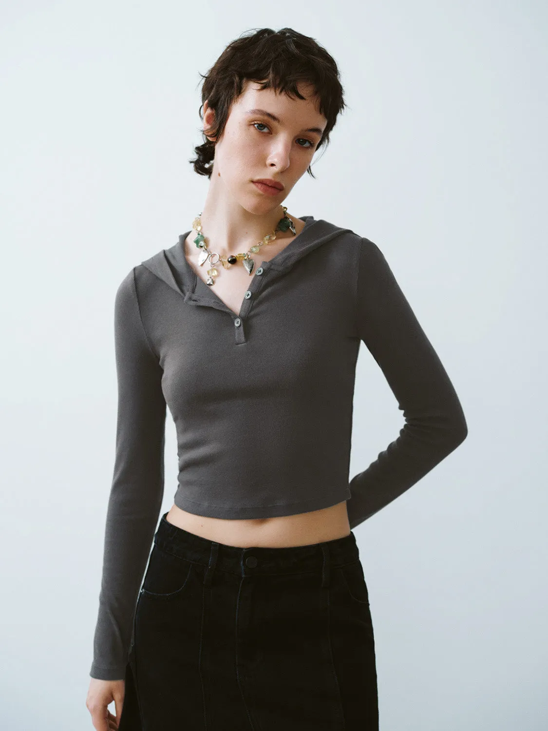 Hooded Skinny T-Shirt sold by Urban Revivo