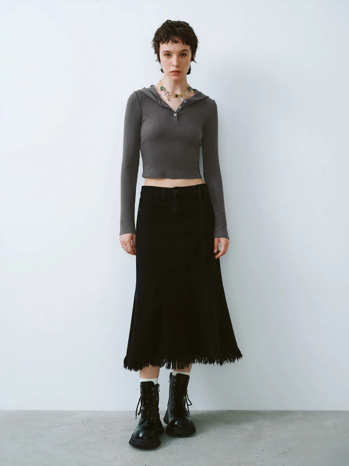 Hooded Skinny T-Shirt sold by Urban Revivo product image thumbnail 5