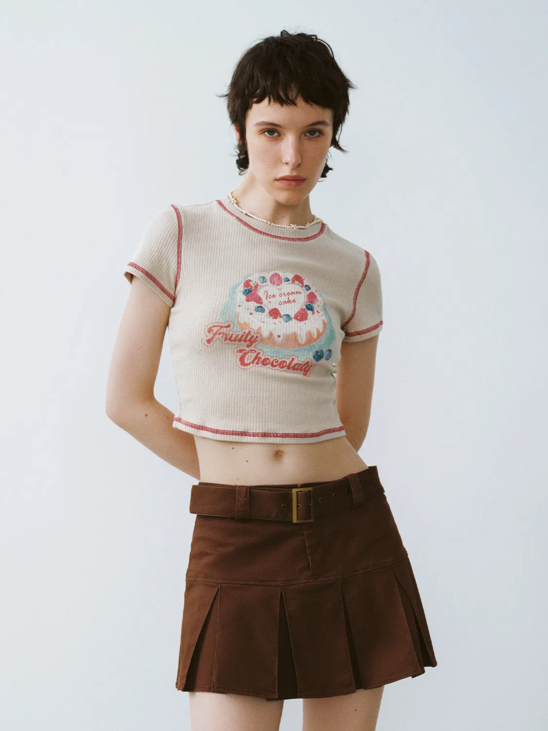 Printed Crew Neck Skinny T-Shirt sold by Urban Revivo