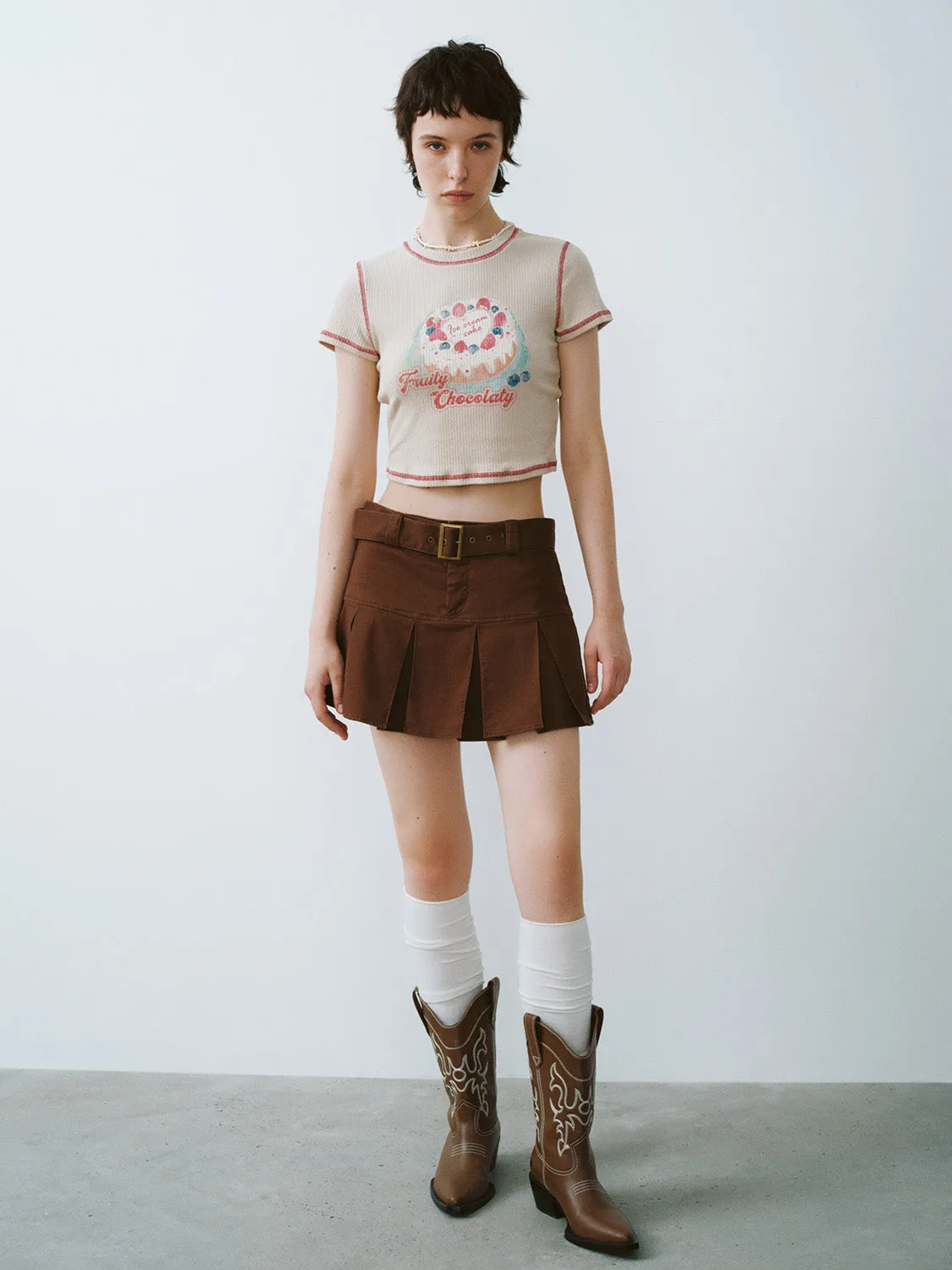 Printed Crew Neck Skinny T-Shirt sold by Urban Revivo product image thumbnail 5