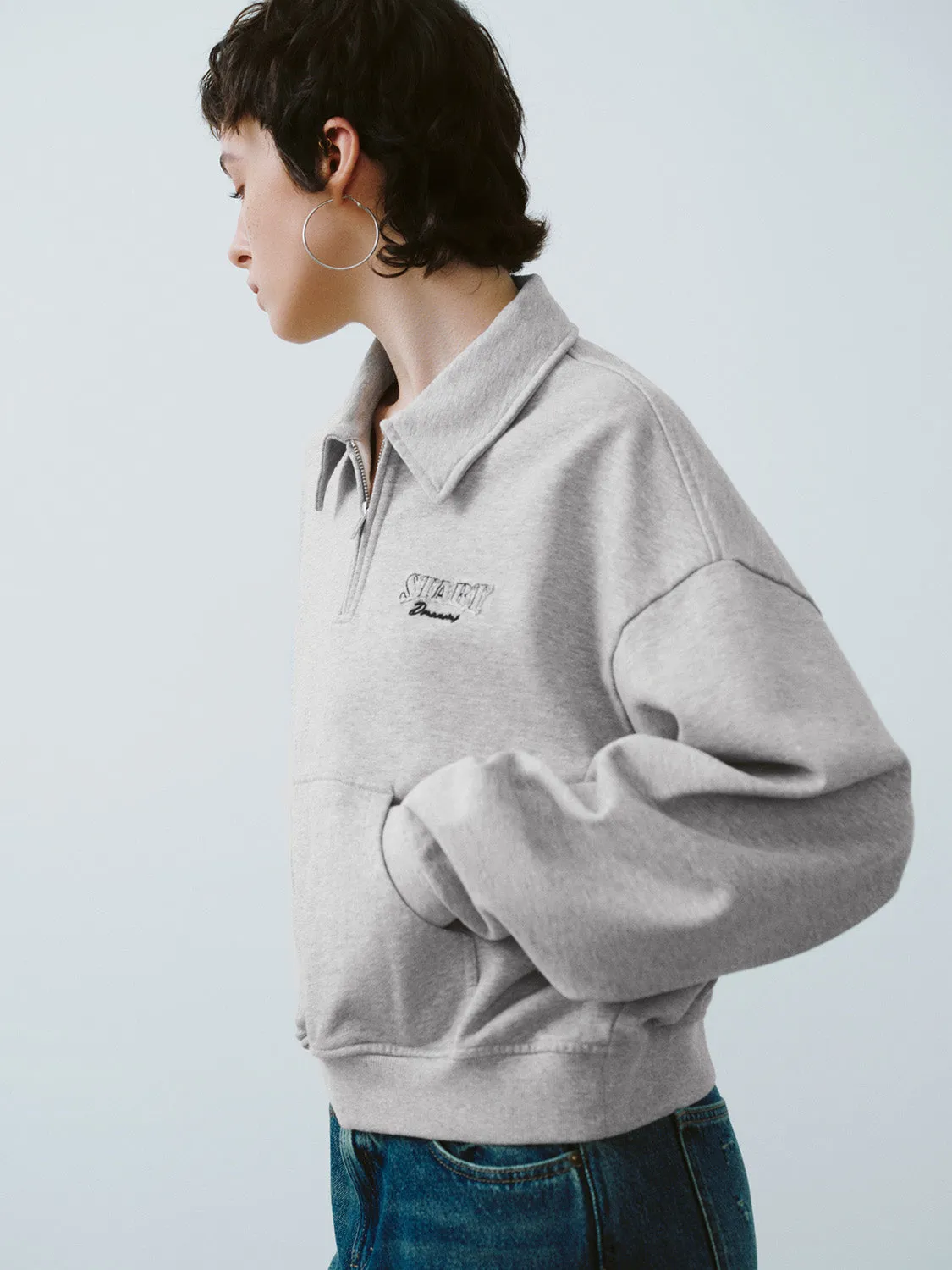 Zip Half Placket Oversized Sweatshirt sold by Urban Revivo product image thumbnail 3