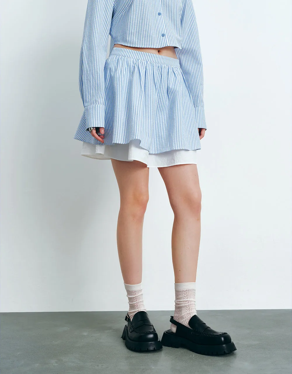 Elastic Waist Striped Mini A-Line Skirt sold by Urban Revivo product image thumbnail 4