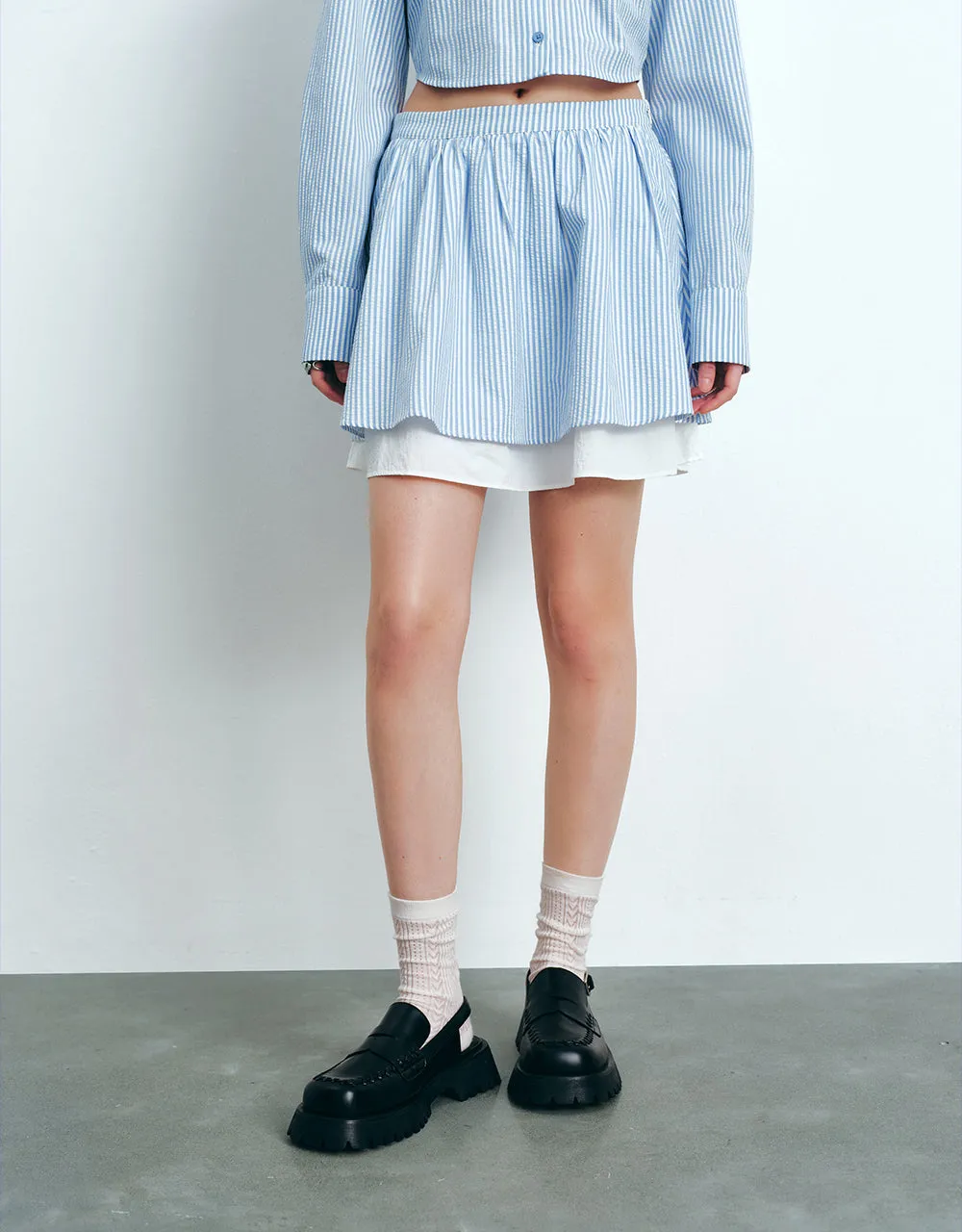 Elastic Waist Striped Mini A-Line Skirt sold by Urban Revivo product image thumbnail 2