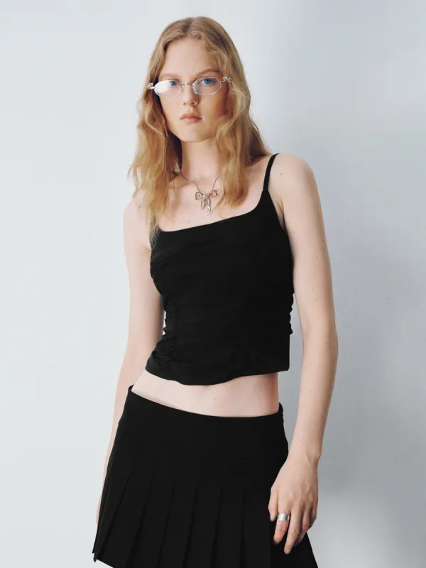 Ruched U Neck Skinny Cami Top sold by Urban Revivo
