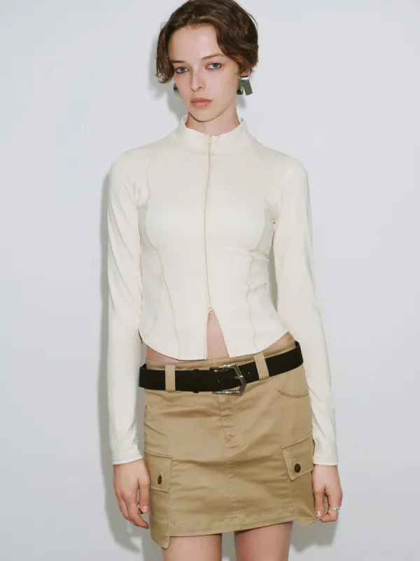 Zipper Front Skinny Shirt sold by Urban Revivo