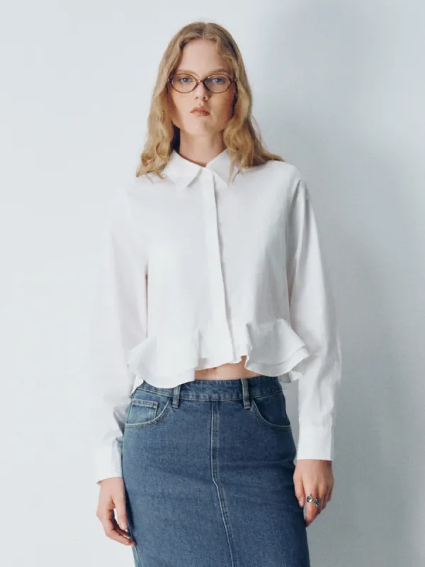 Bubble Hem Straight Shirt sold by Urban Revivo
