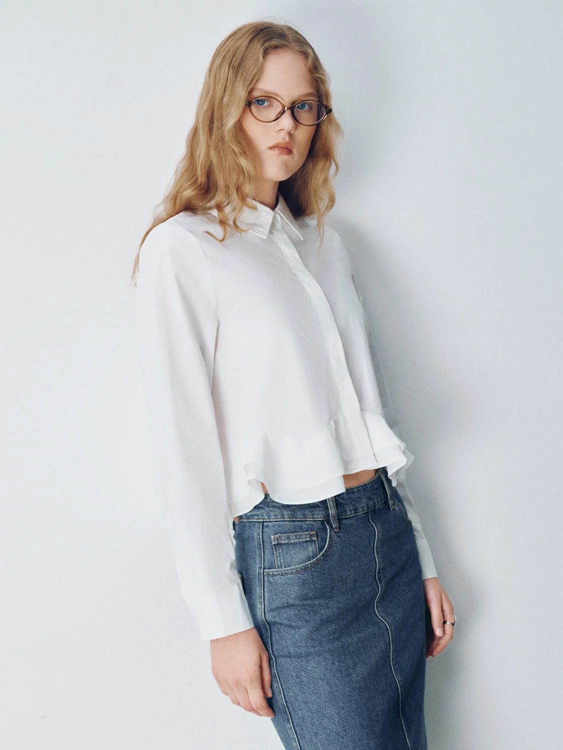 Bubble Hem Straight Shirt sold by Urban Revivo product image thumbnail 3