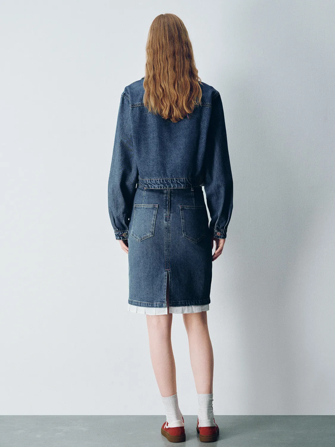 Zipper Front Loose Denim Shirt sold by Urban Revivo product image thumbnail 4