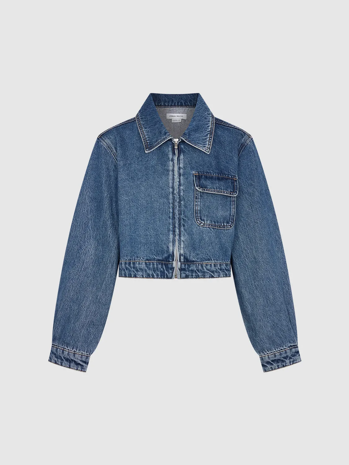Zipper Front Loose Denim Shirt sold by Urban Revivo product image thumbnail 2