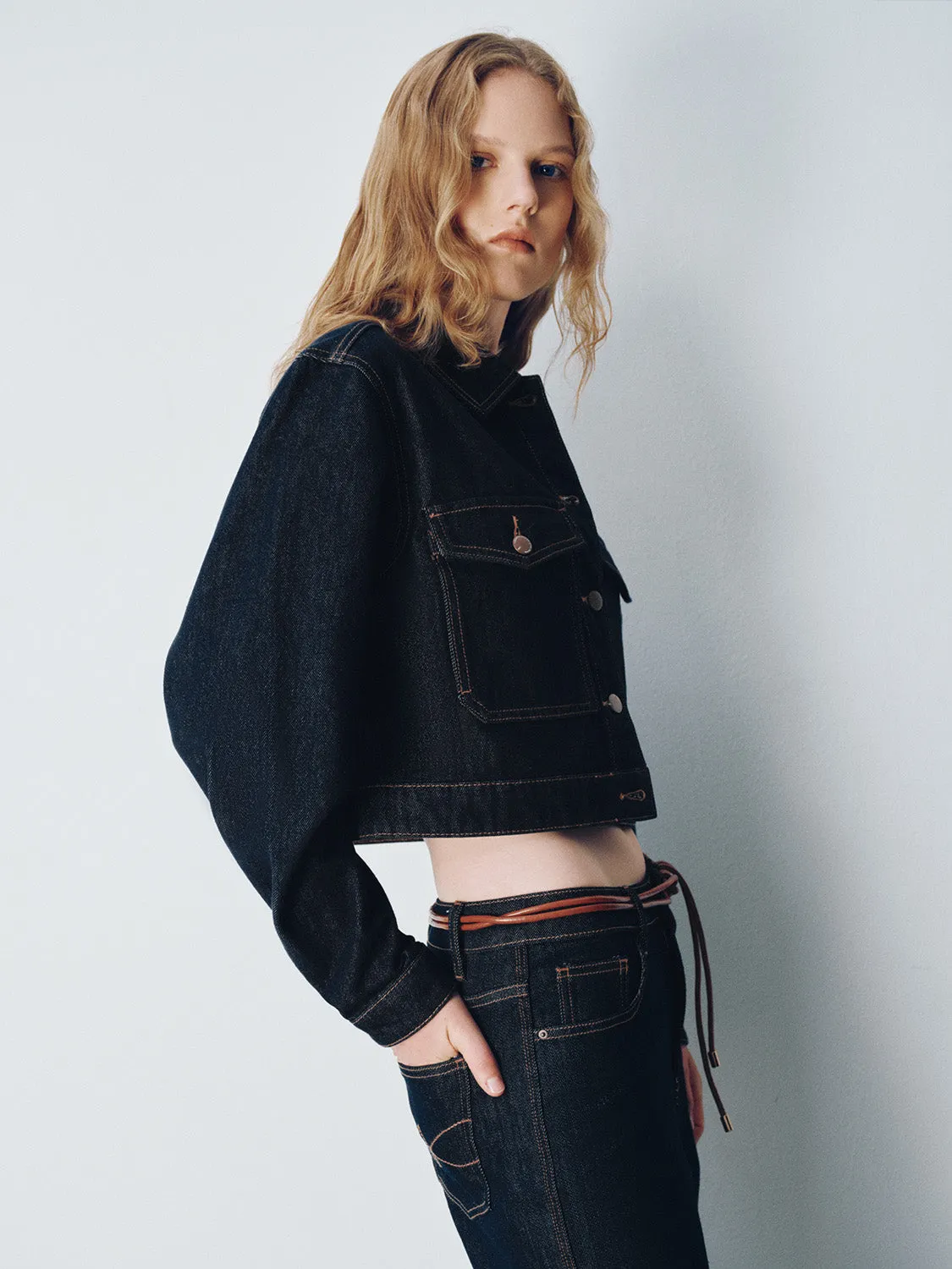 Cropped Loose Denim Shirt sold by Urban Revivo product image thumbnail 3