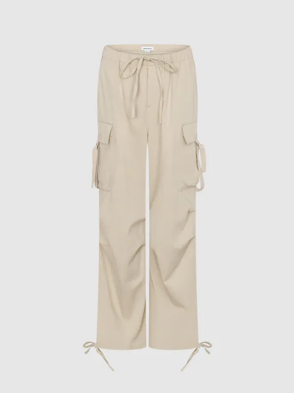 Drawstring Waist Wide-Leg Pants sold by Urban Revivo