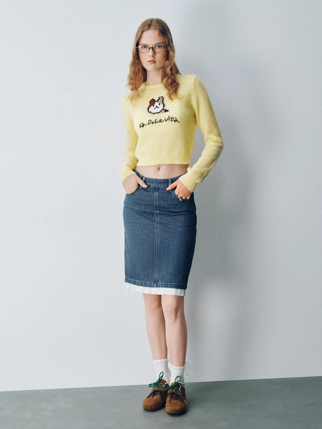 Pixel Cat Printed Knitted T-Shirt sold by Urban Revivo product image thumbnail 5