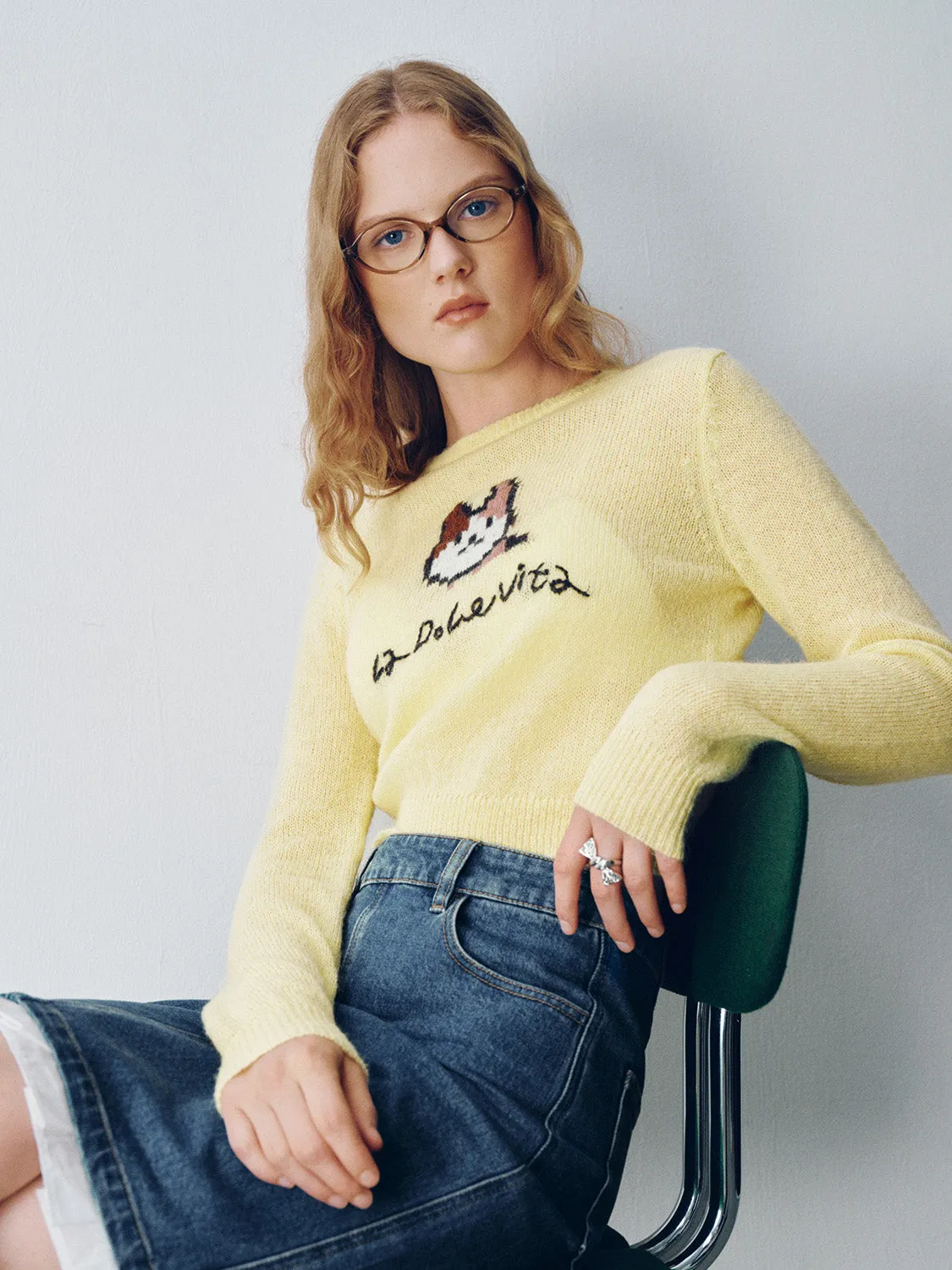 Pixel Cat Printed Knitted T-Shirt sold by Urban Revivo product image thumbnail 3