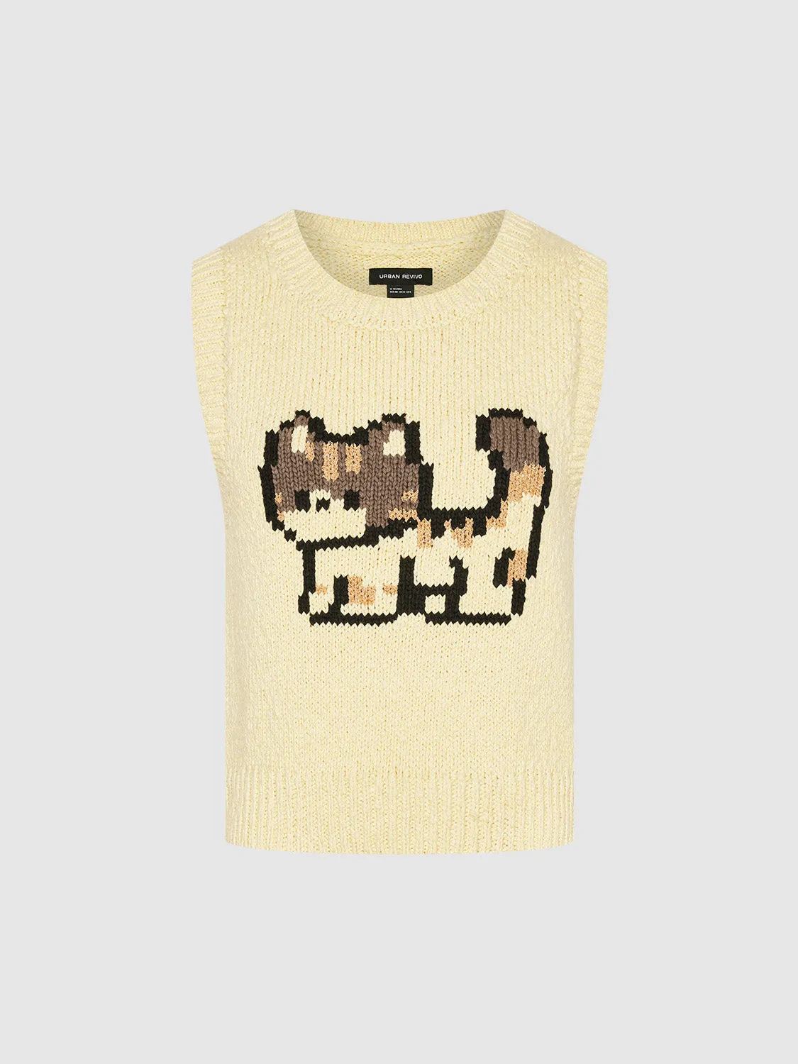 Pixel Cat Printed Knitted Tank Top sold by Urban Revivo product image thumbnail 2