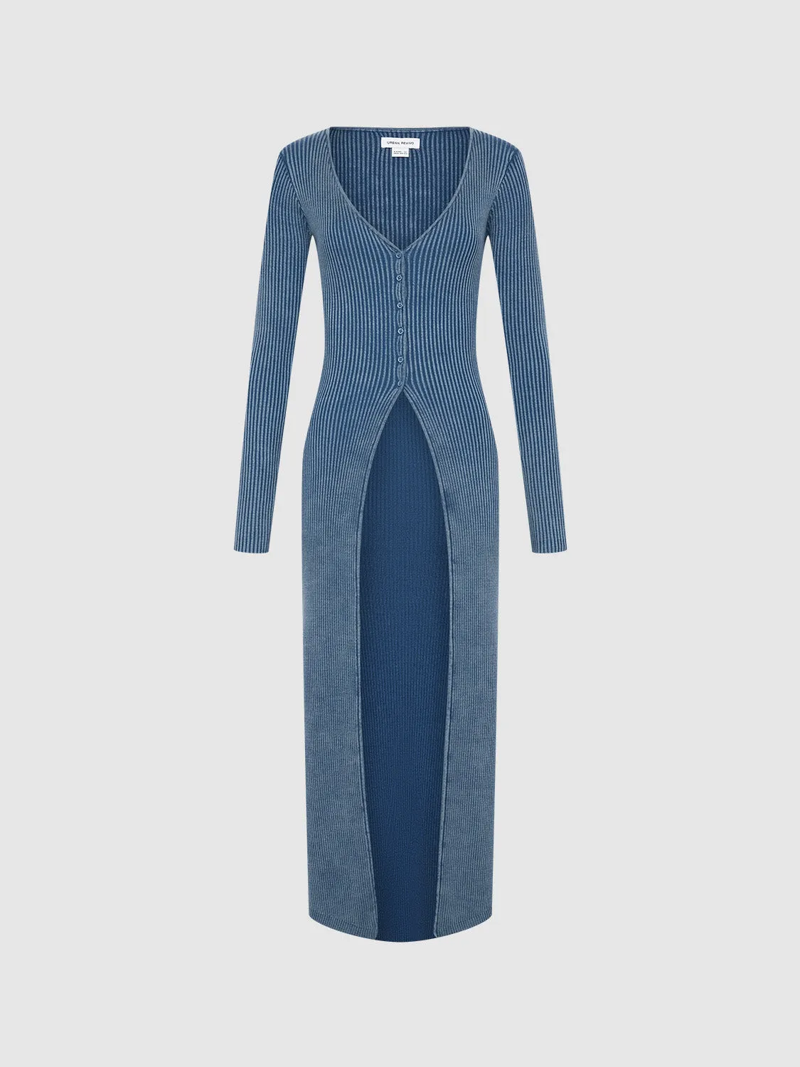 Longline V-Neck Skinny Knitted Cardigan sold by Urban Revivo product image thumbnail 2