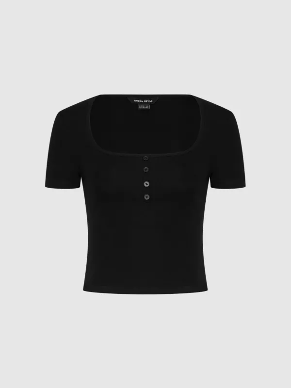 U Neck Skinny T-Shirt sold by Urban Revivo