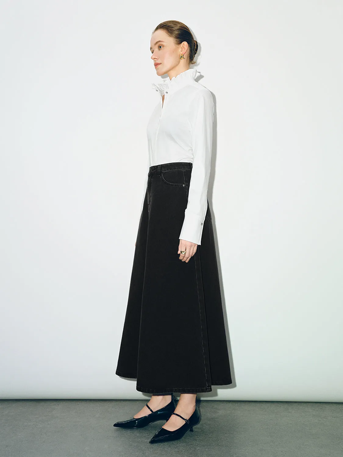 Frill Trim Button Up Straight Shirt sold by Urban Revivo product image thumbnail 5