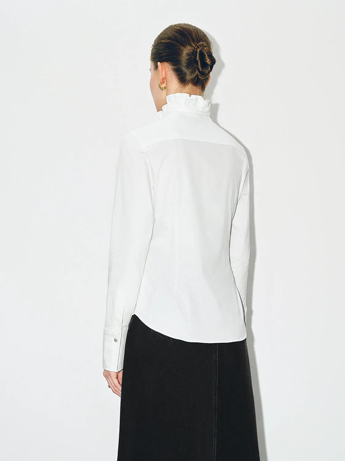 Frill Trim Button Up Straight Shirt sold by Urban Revivo product image thumbnail 3