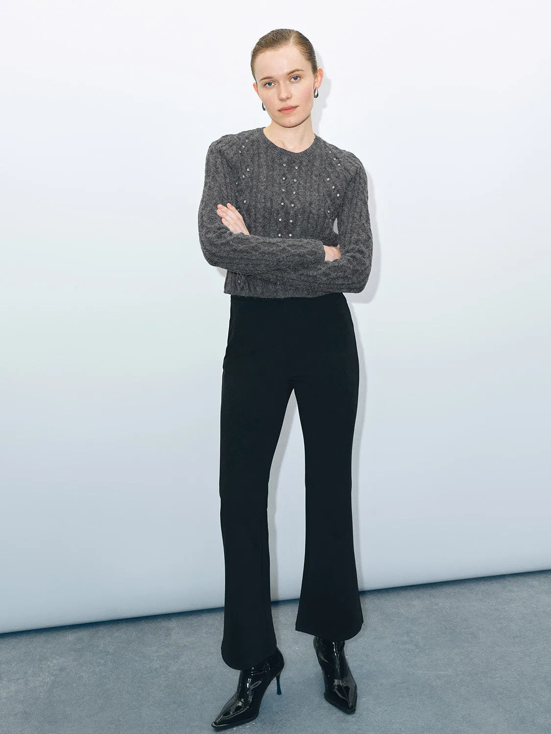 Rhinestone Décor Skinny Knitted T-Shirt sold by Urban Revivo product image thumbnail 5