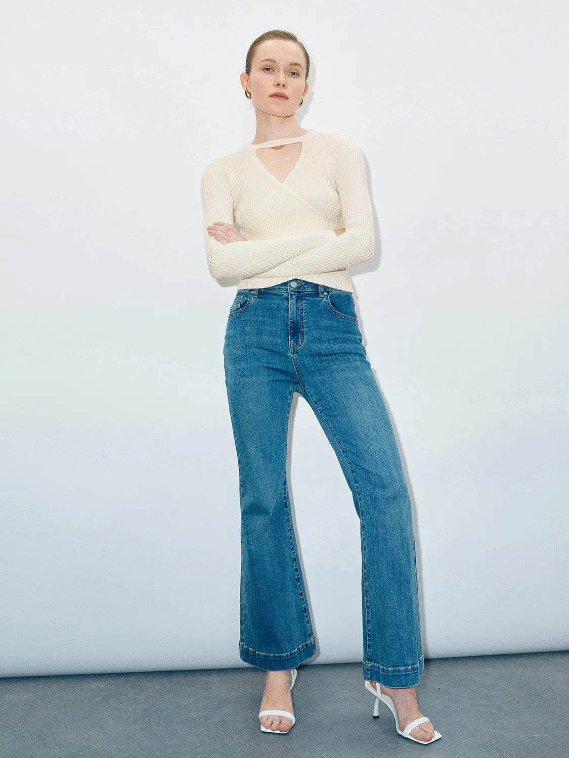 Keyhole Neck Skinny Knitted T-Shirt sold by Urban Revivo product image thumbnail 5