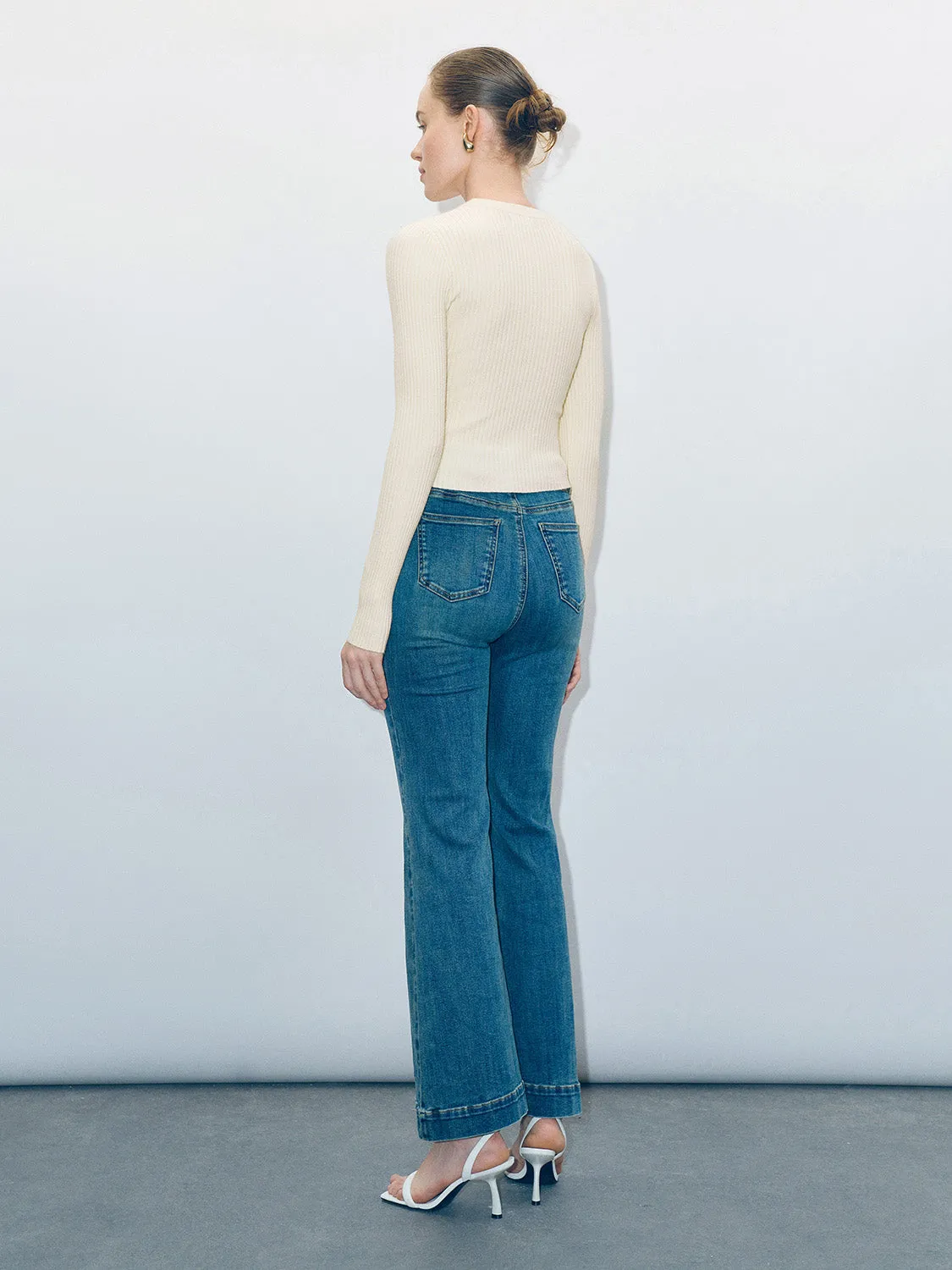 Keyhole Neck Skinny Knitted T-Shirt sold by Urban Revivo product image thumbnail 4