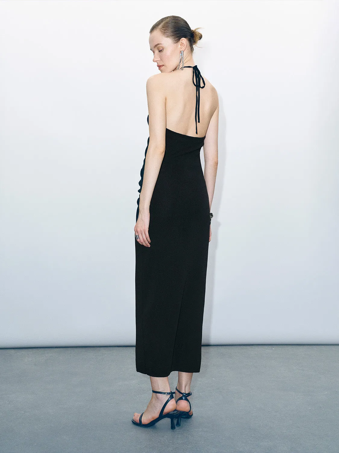 Halter Neck Ruched Skinny Knitted Dress sold by Urban Revivo product image thumbnail 4