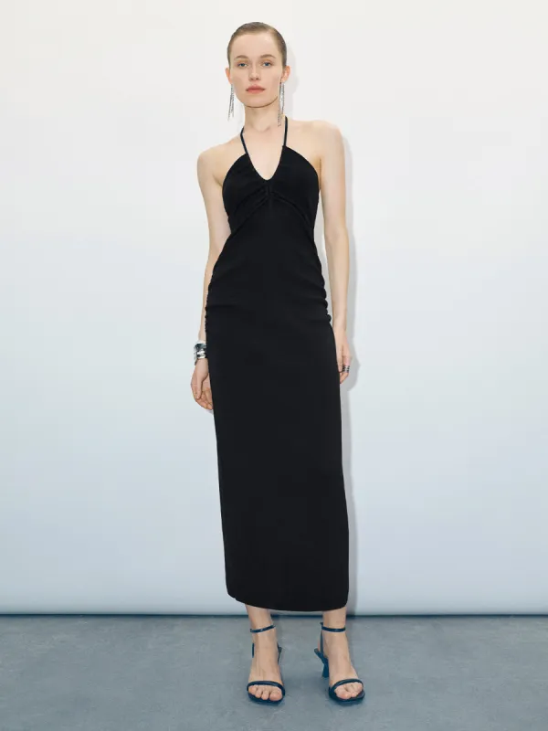 Halter Neck Ruched Skinny Knitted Dress sold by Urban Revivo