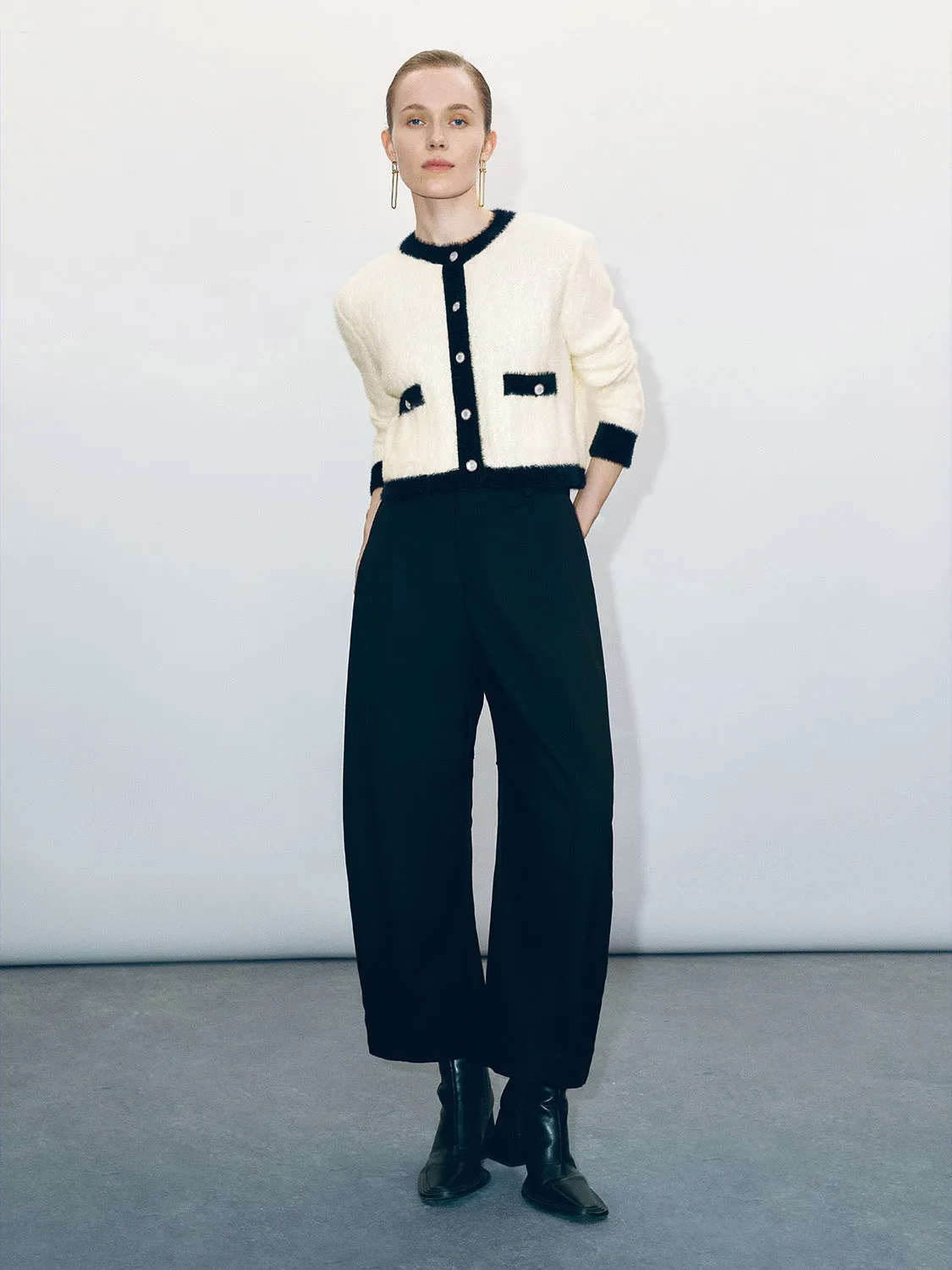 Furry Crew Neck Knitted Cardigan sold by Urban Revivo product image thumbnail 5