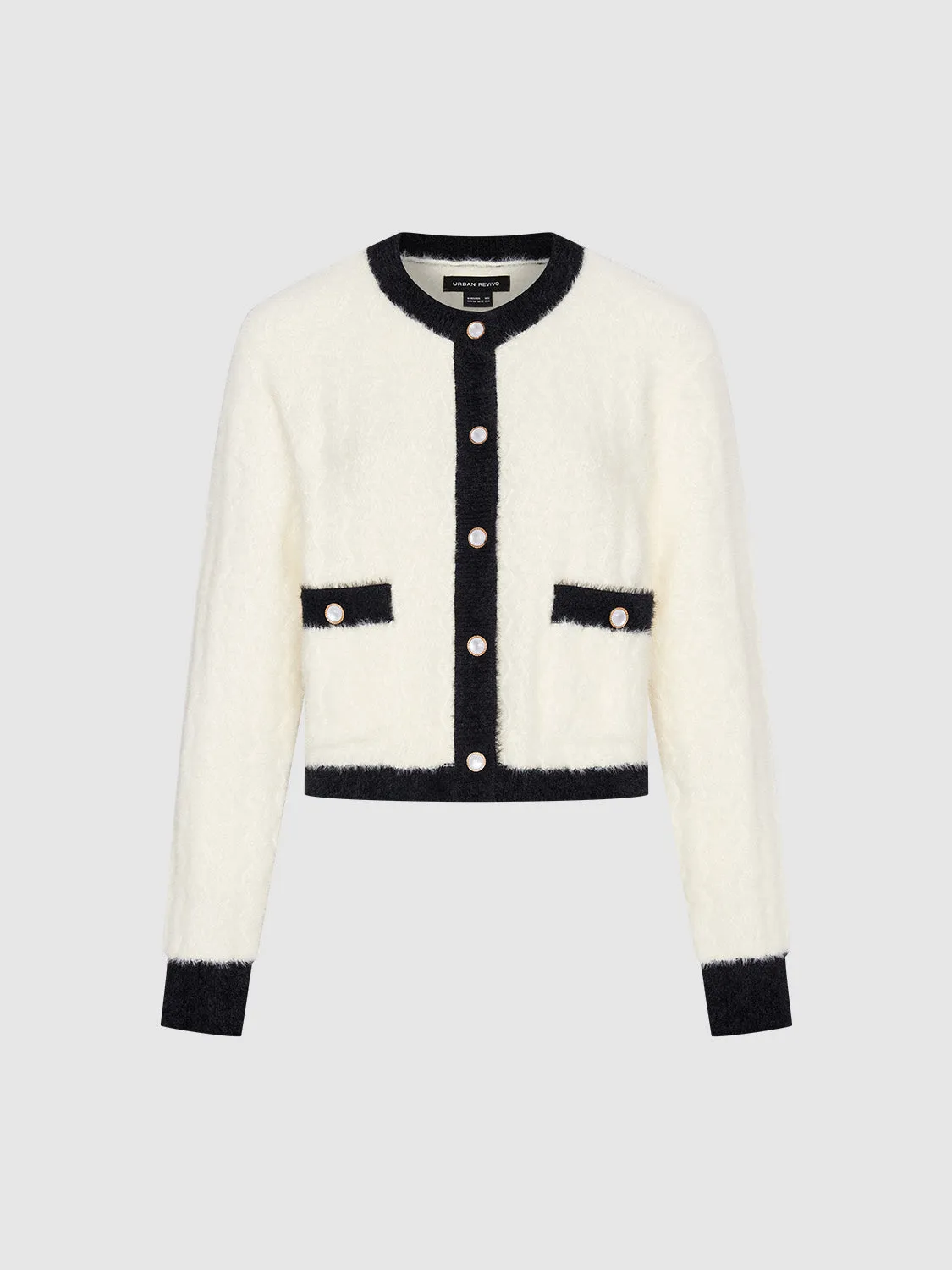 Furry Crew Neck Knitted Cardigan sold by Urban Revivo product image thumbnail 2