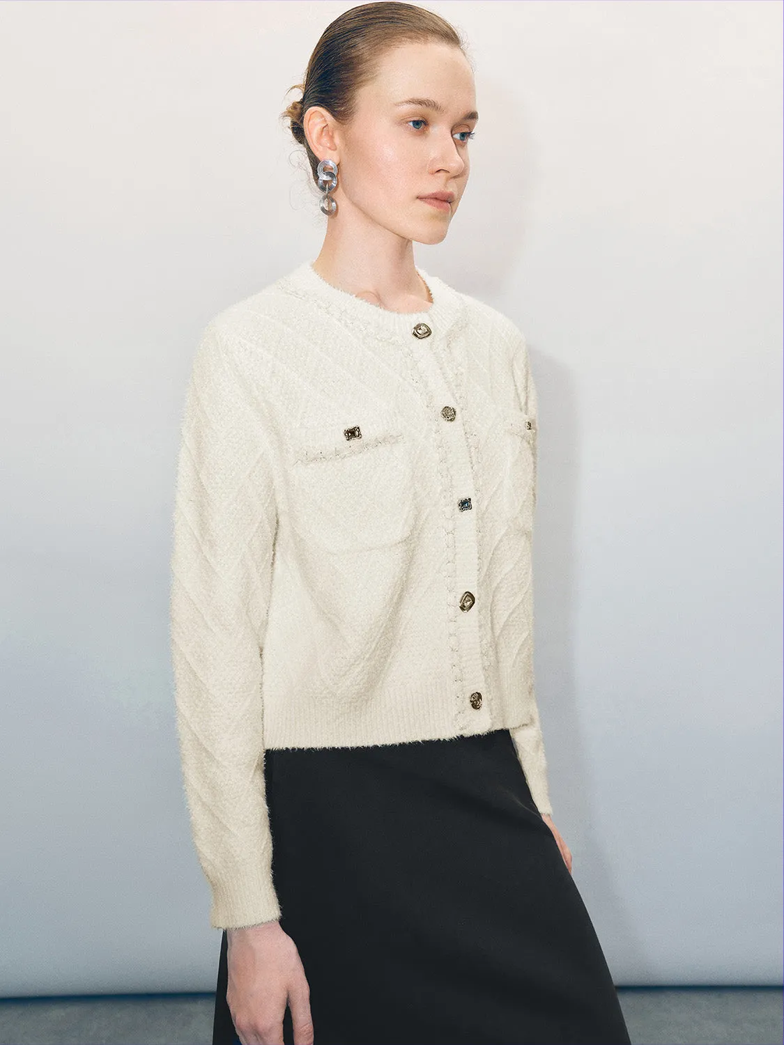 Crew Neck Loose Knitted Cardigan sold by Urban Revivo product image thumbnail 3
