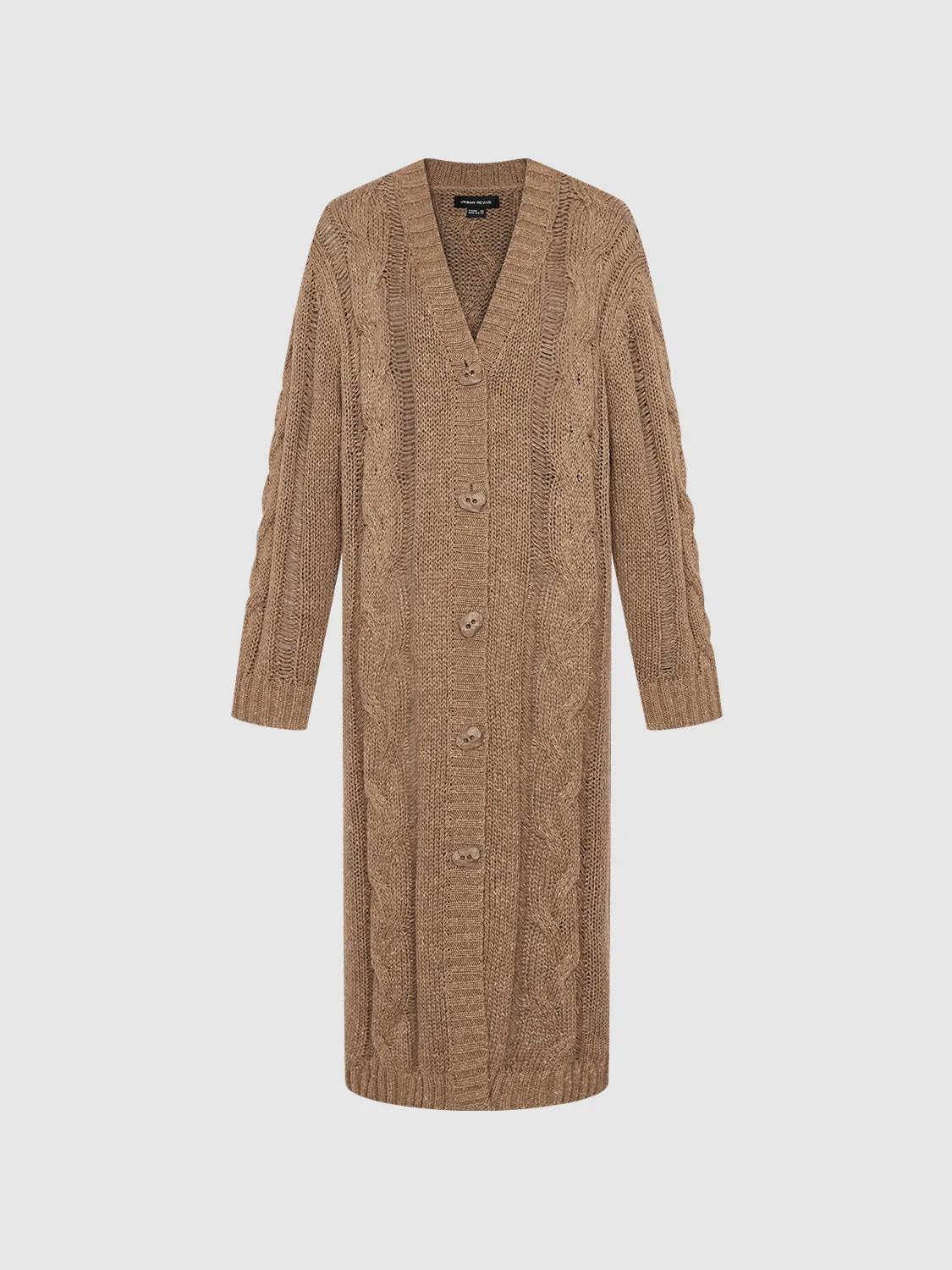 Longline V-Neck Loose Knitted Cardigan sold by Urban Revivo product image thumbnail 2
