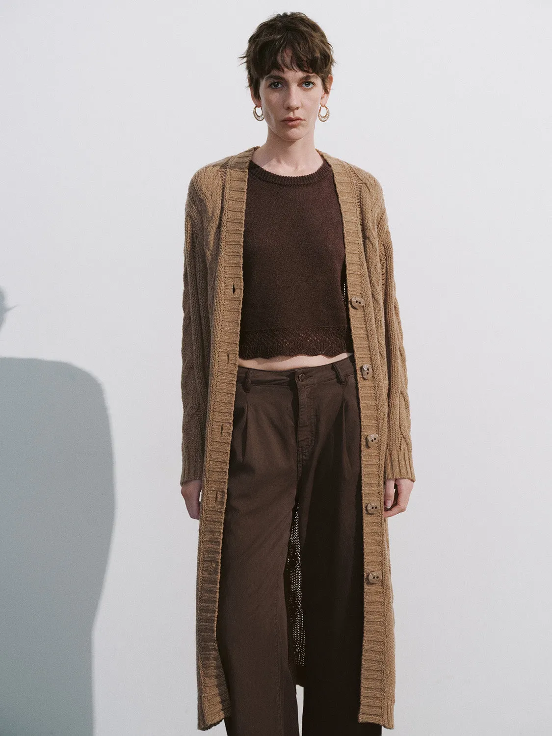 Longline V-Neck Loose Knitted Cardigan sold by Urban Revivo product image thumbnail 5