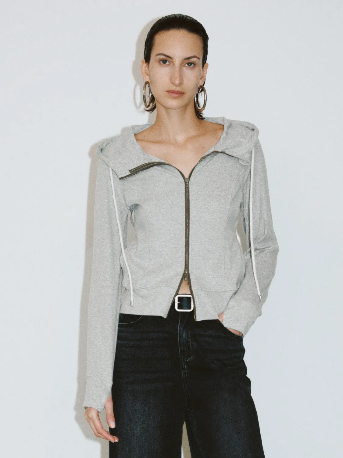 Zipper Front Hooded Straight Jacket sold by Urban Revivo